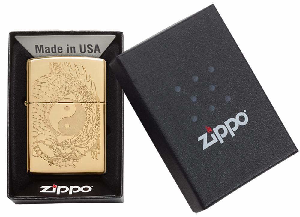 Zippo Tiger & Dragon, Yin & Yang, Engraved, Genuine Windproof Lighter #49024