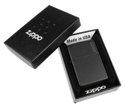 Zippo Black Matte Lighter with Logo #218ZL