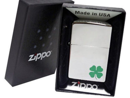 Zippo A Bit O' Luck Green Clover, Irish, Chrome Finish, Genuine Lighter #24007