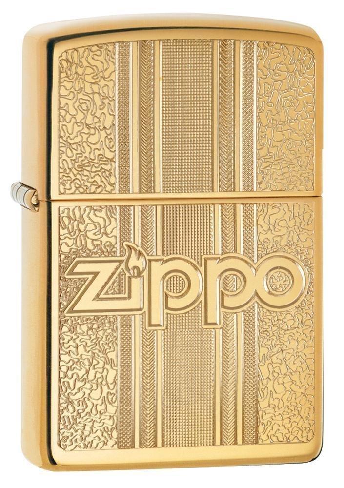 Zippo Logo Pattern Design, High Polish Brass, Windproof Lighter #29677