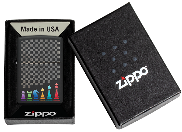 Zippo Chess Pieces Design, Black Matte Lighter #48662