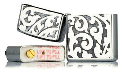 Zippo Filigree Lighter, Floral Pattern, High Polish Chrome #28530