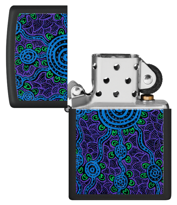 Zippo John Smith Gumbula Black Light Design, Black Matte Lighter #48625