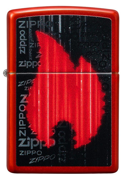 Zippo Flame Design, Metallic Red Finish Lighter #49584