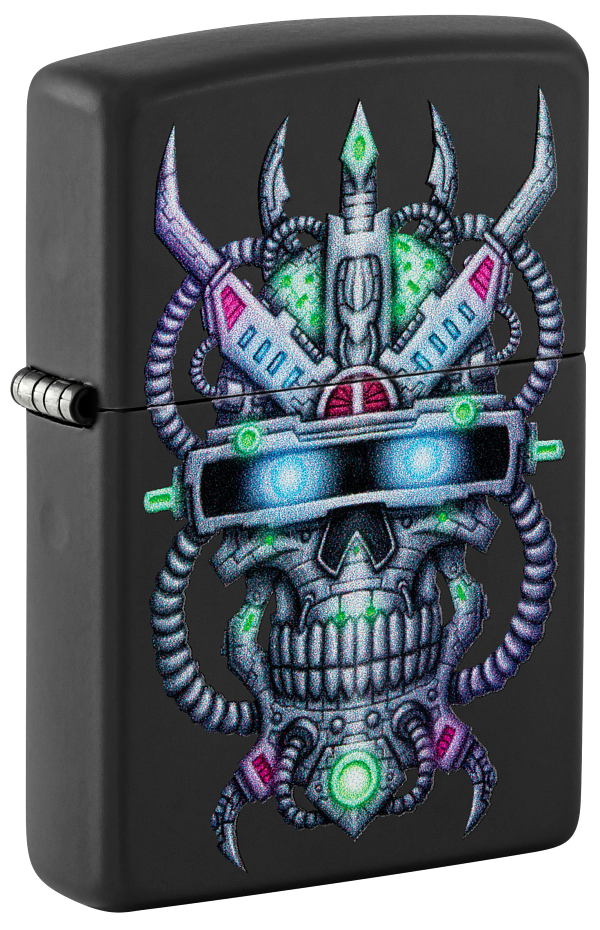 Zippo Cyberpunk Skull Color Image Design, Black Matte Lighter #48516