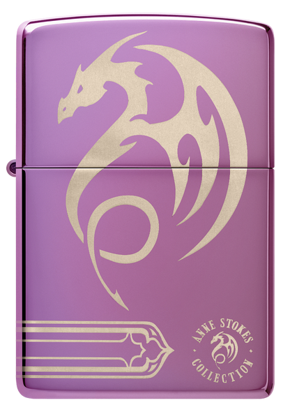 Zippo Anne Stokes Dragon Design, High Polish Purple Lighter #48574