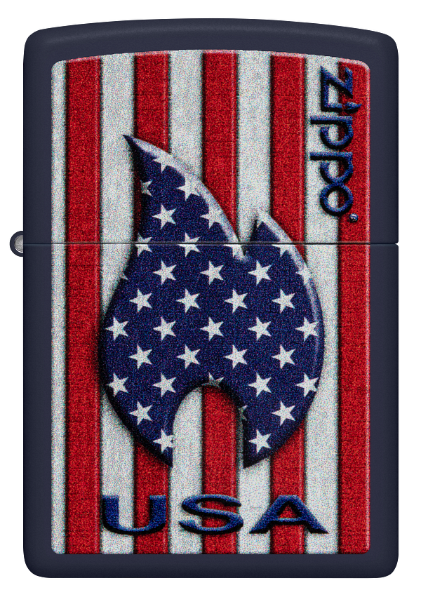 Zippo USA Flag Stars and Stripes Design, Navy Matte Lighter #48560