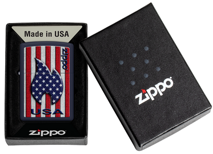 Zippo USA Flag Stars and Stripes Design, Navy Matte Lighter #48560