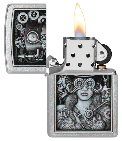 Zippo Steampunk Girl, Street Chrome Lighter #48387