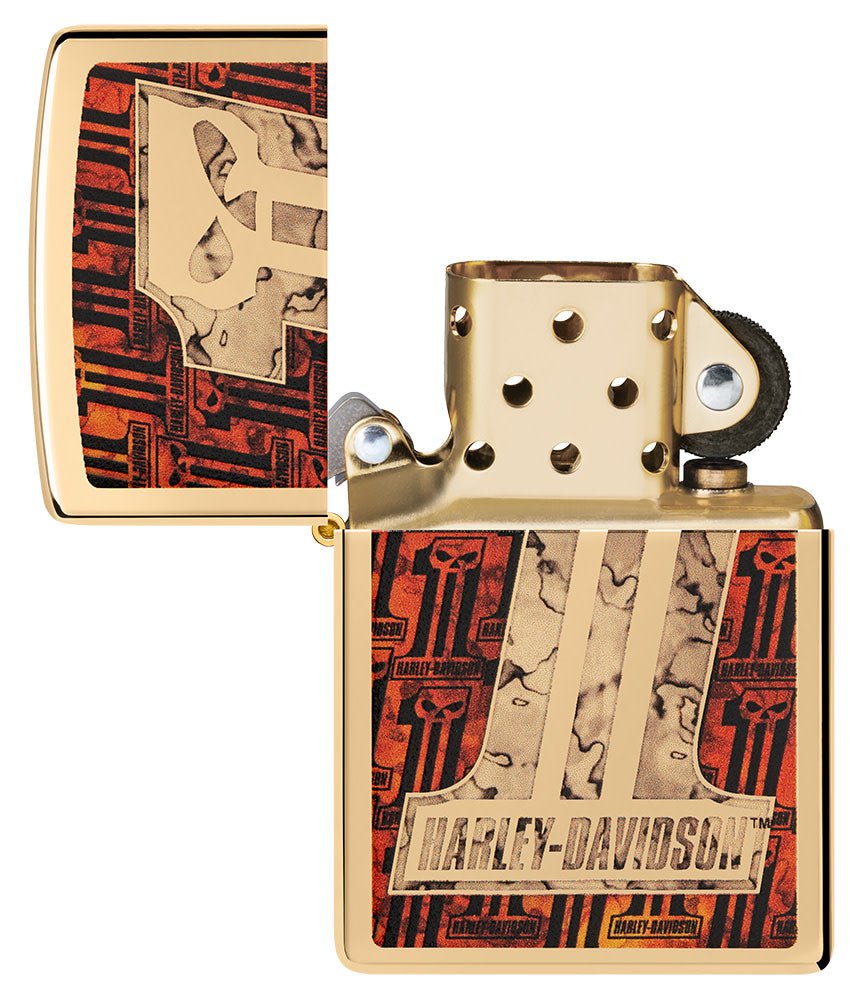 Zippo Harley Davidson 1 Design, High Polish Brass Lighter #48361