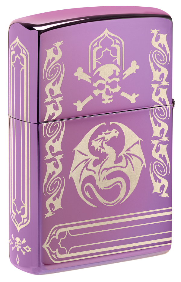 Zippo Anne Stokes Dragon Design, High Polish Purple Lighter #48574