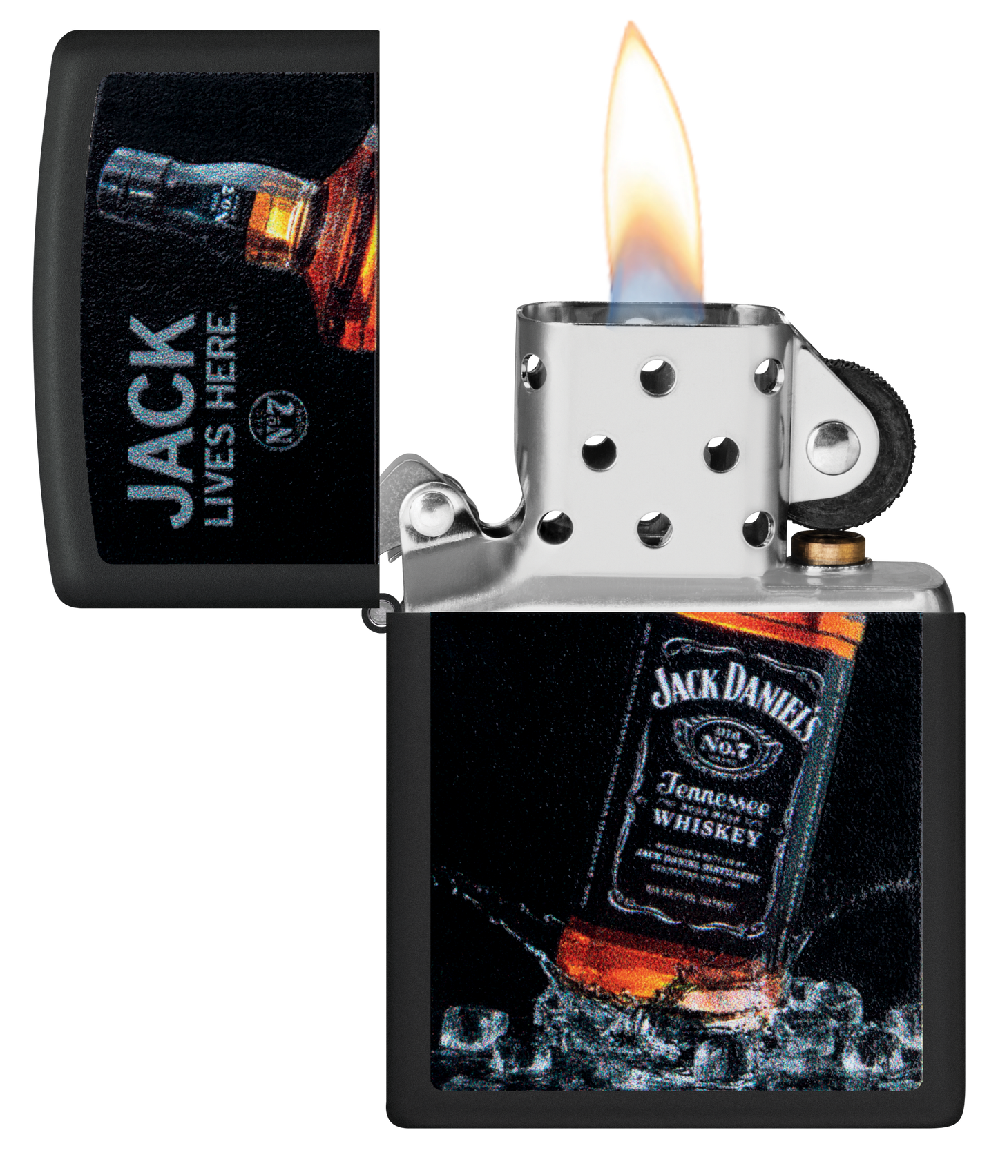 Zippo Jack Daniels Jack Lives Here, Black Matte Lighter #48290