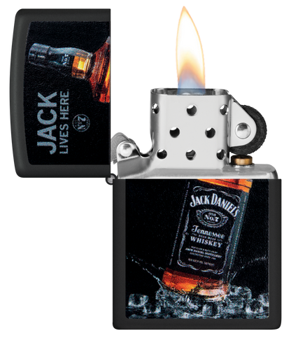 Zippo Jack Daniels Jack Lives Here, Black Matte Lighter #48290