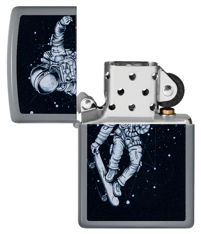 Zippo Skateboarding Astronaut Design, Flat Grey Lighter #48644