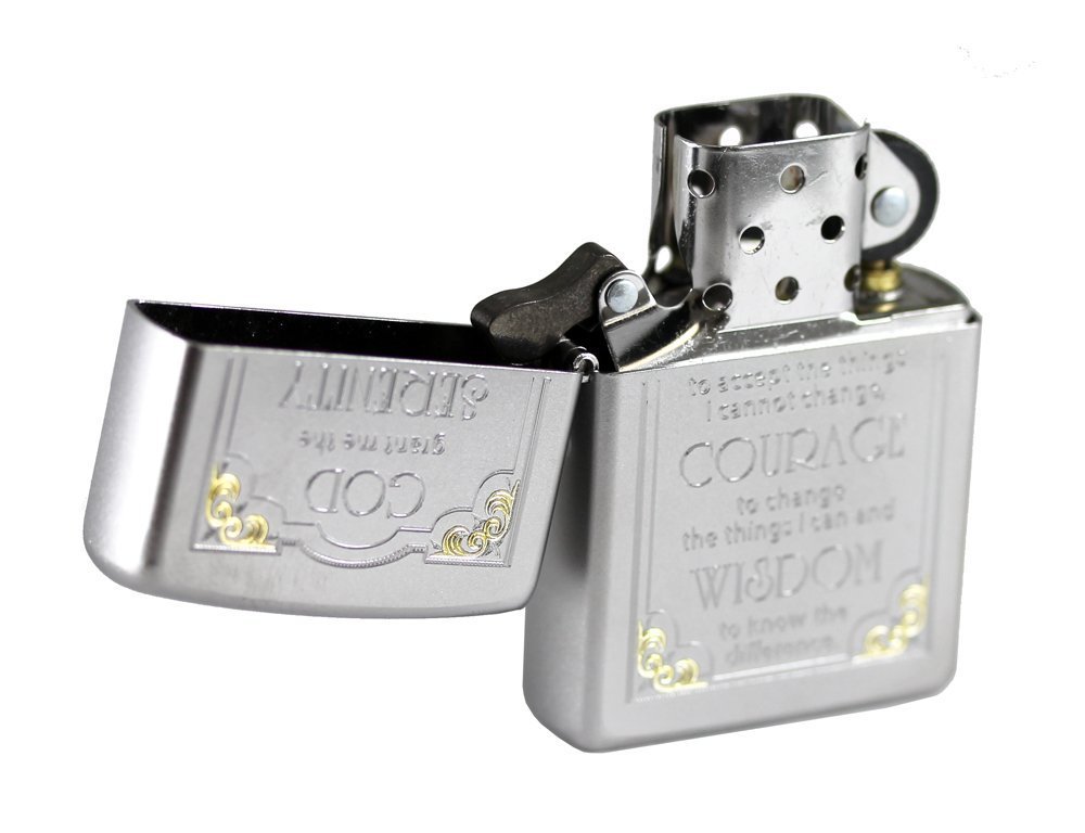 Zippo Serenity Prayer Lighter Satin Chrome #28458