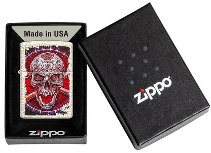 Zippo Skull and Crossbones Design, Mercury Glass Finish Lighter #49410