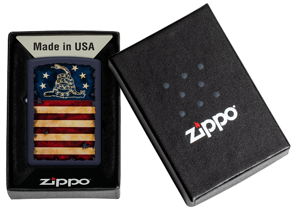 Zippo Don’t Tread On Me Flag Design, Navy Matte Lighter #48554