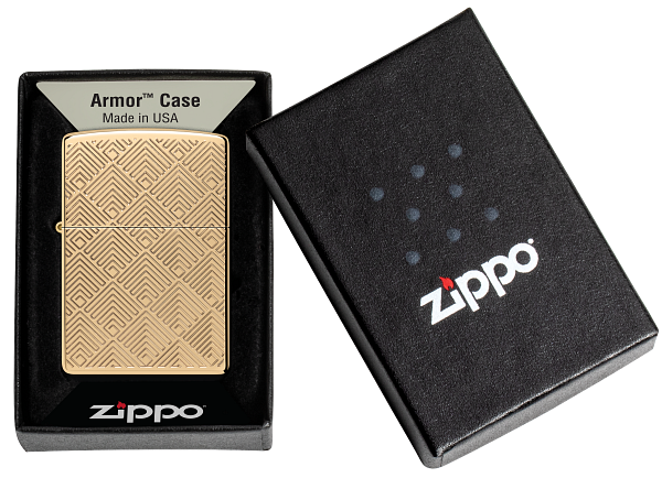 Zippo Deep Carve Engrave, High Polish Brass Armor Lighter #48570