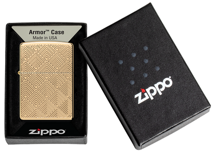 Zippo Deep Carve Engrave, High Polish Brass Armor Lighter #48570