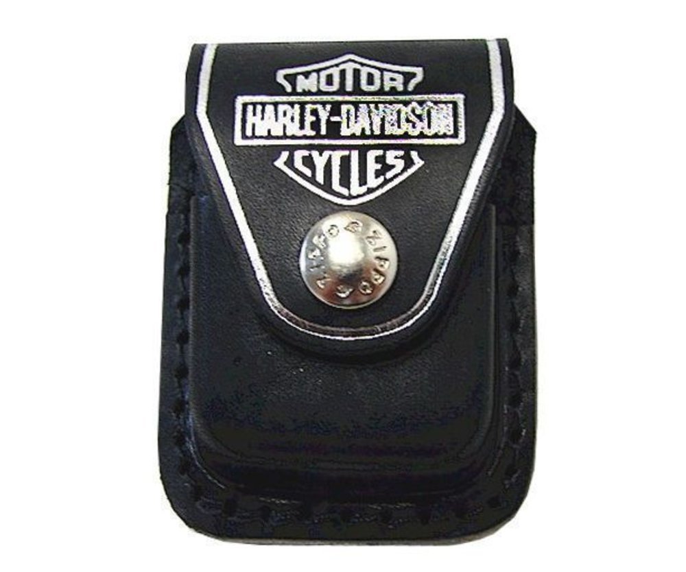 Zippo Harley-Davidson Black Leather Pouch w/ Belt Loop for Zippo Lighters #HDPBK