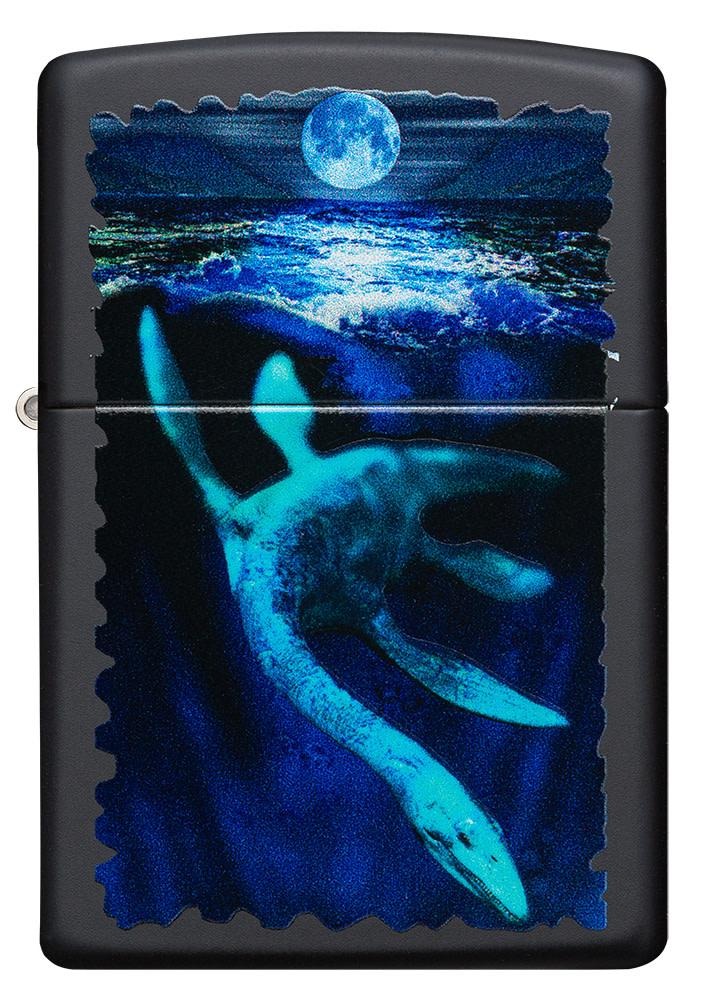 Zippo Loch Ness Ocean Monster Black Light Black Matte Windproof Lighter #49697