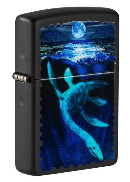 Zippo Loch Ness Ocean Monster Black Light Black Matte Windproof Lighter #49697