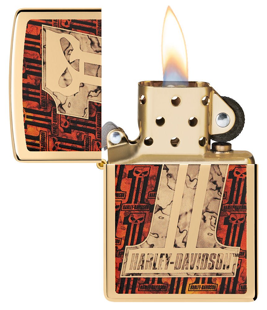 Zippo Harley Davidson 1 Design, High Polish Brass Lighter #48361