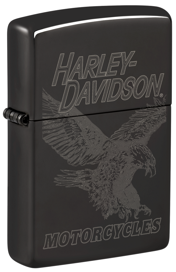 Zippo Harley Davidson Laser Fancy Fill Design, High Polish Black Lighter #48601