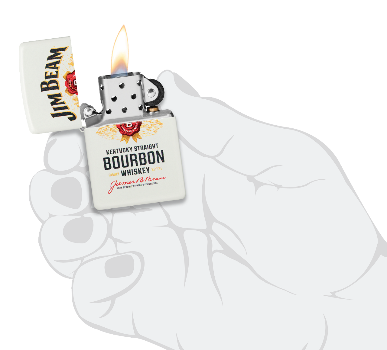 Zippo Jim Beam Bourbon Whiskey, White Matte Lighter #48317