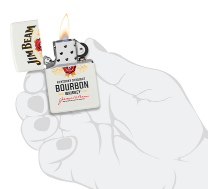 Zippo Jim Beam Bourbon Whiskey, White Matte Lighter #48317