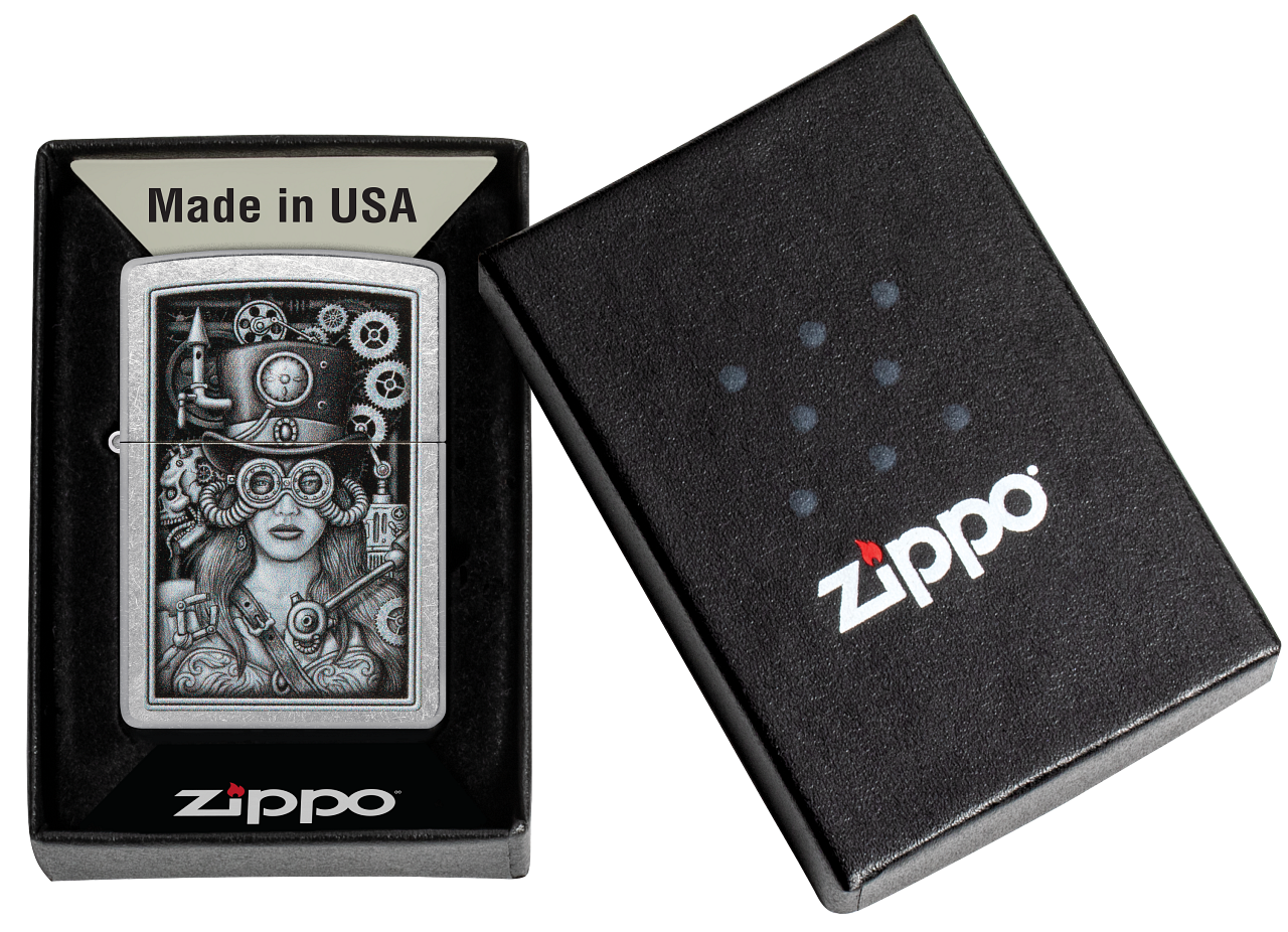 Zippo Steampunk Girl, Street Chrome Lighter #48387