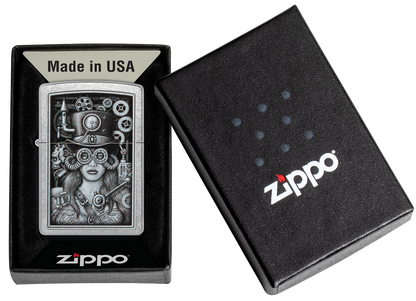 Zippo Steampunk Girl, Street Chrome Lighter #48387