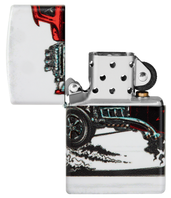 Zippo Classic Hot Rod 540 Design, White Matte Lighter #48660