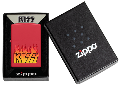 Zippo KISS Rock Band Fire Design, Red Matte Lighter #48642