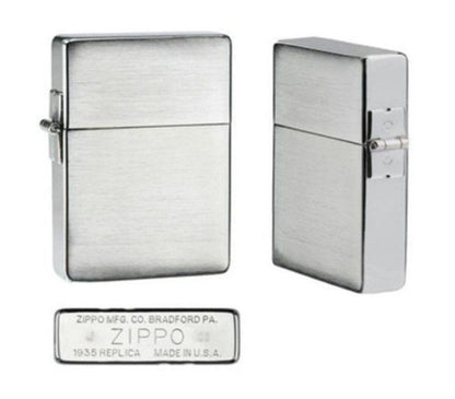 Zippo 1935 Replica, No Slashes, Brushed Chrome Finish Windproof Lighter #1935.25