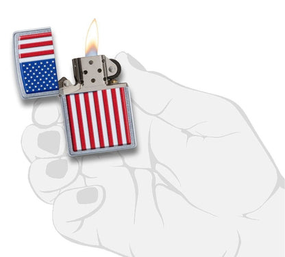 Zippo Patriotic Lighter, Street Chrome #29722