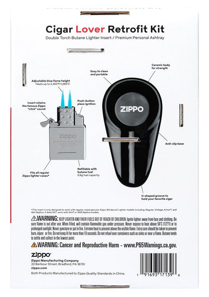 Zippo Cigar Lover Retrofit Kit, Double Torch Insert + Ash Tray  #40606