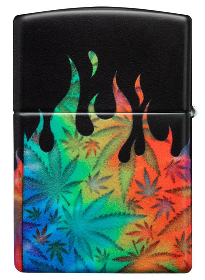 Zippo Cannabis Leaf Colorful Flame, 540° Design Lighter #49534