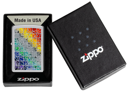 Zippo Fusion Tile Pattern, High Polish Chrome Lighter #48412