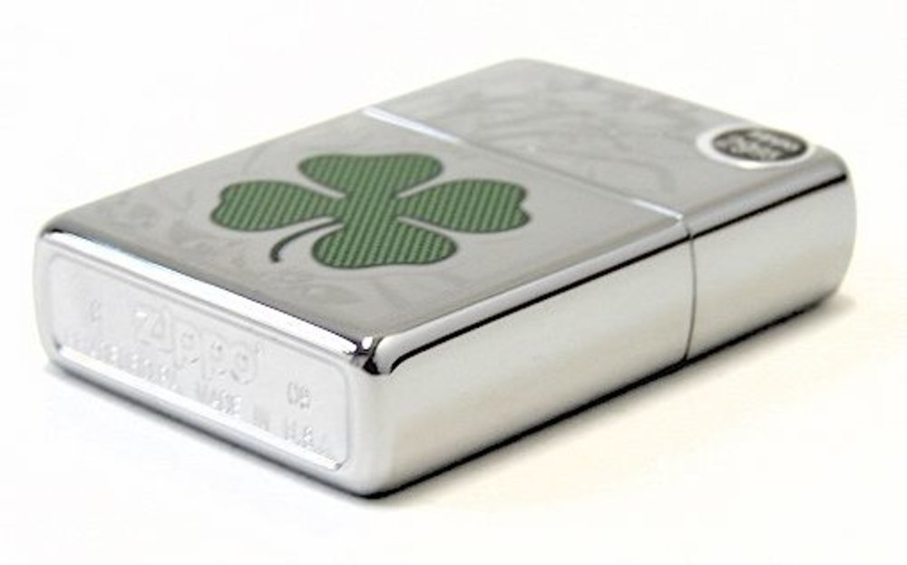 Zippo Shamrock 3D Lighter, High Polish Chrome, Clover, Windproof #24699