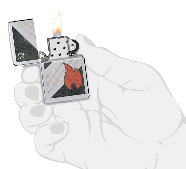 Zippo 32 Flame Logo, Vintage High Polish Chrome Lighter #48623