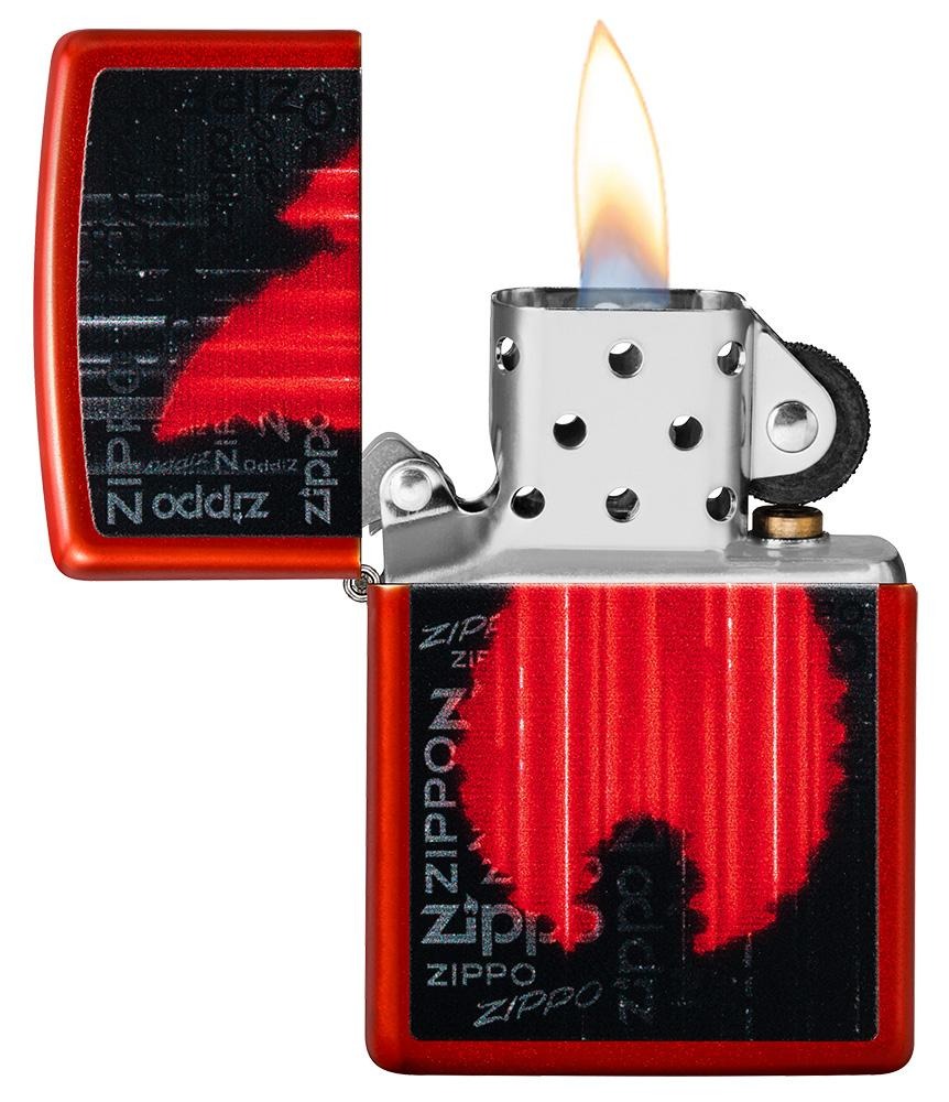 Zippo Flame Design, Metallic Red Finish Lighter #49584