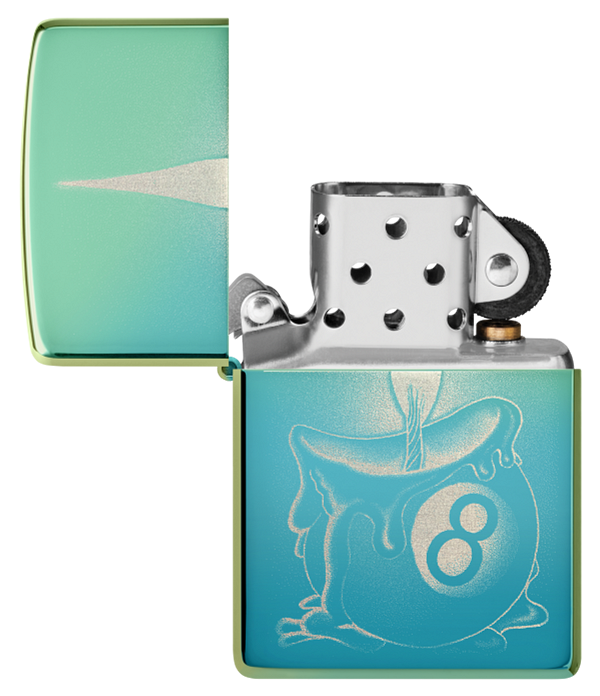 Zippo 8-Ball Candle Wax Design, High Polish Teal Lighter #48615