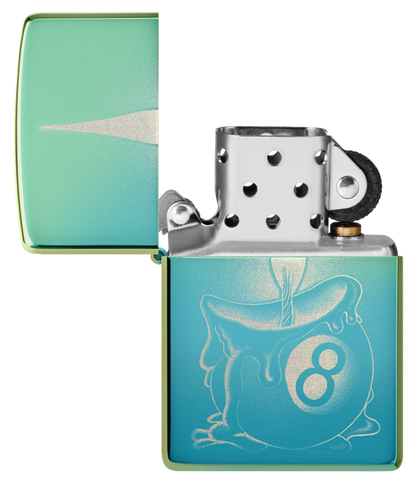 Zippo 8-Ball Candle Wax Design, High Polish Teal Lighter #48615