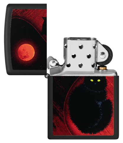 Zippo Black Cat Bad Luck, Black Matte Finish Lighter #