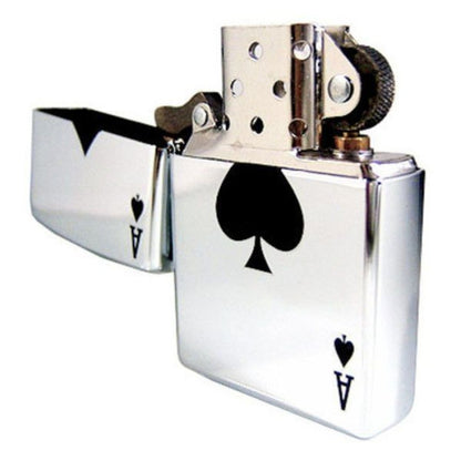 Zippo Lucky Ace Of Spades Card Casino Gambling, Genuine Windproof Lighter #24011