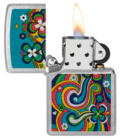 Zippo Hippie Scribbles Design, Street Chrome Lighter #48579