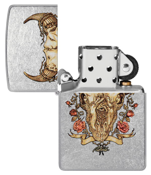 Zippo Rick Rietveld Desert Skull, Street Chrome Lighter #48559