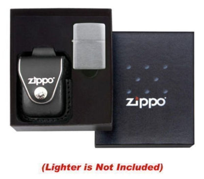 Zippo Belt Loop Black Leather Pouch, Gift Set #LPGS-LPLBK