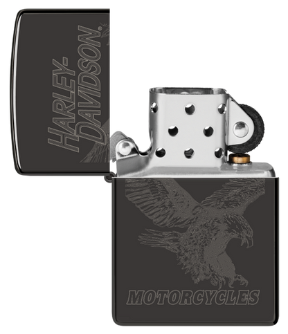 Zippo Harley Davidson Laser Fancy Fill Design, High Polish Black Lighter #48601